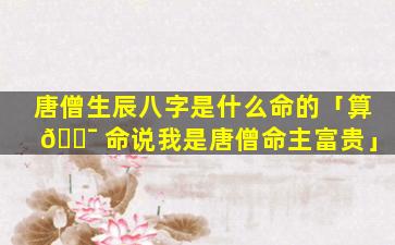 唐僧生辰八字是什么命的「算 🐯 命说我是唐僧命主富贵」